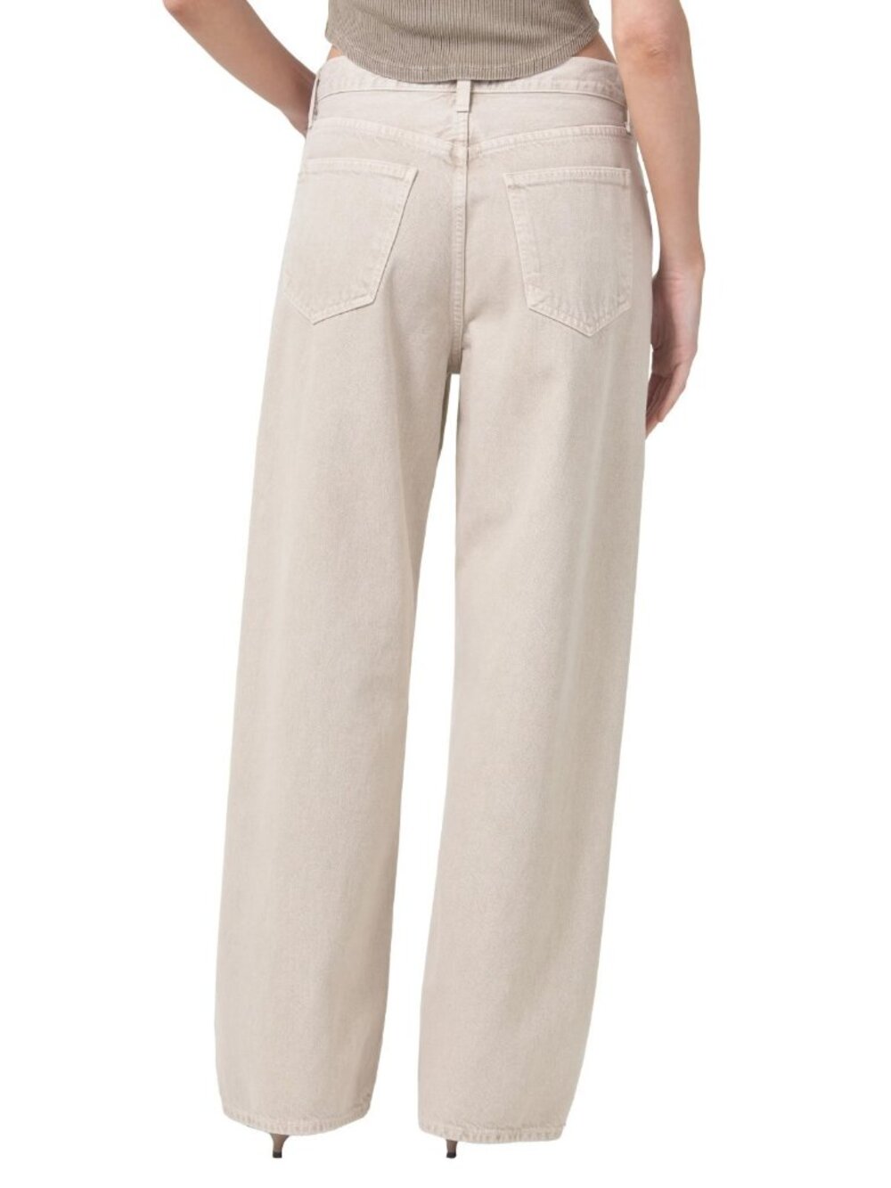 AGOLDE Low Slung Baggy Womens Rigid Cotton Wide Leg Jeans Beige Size 31 - Picture 3 of 6